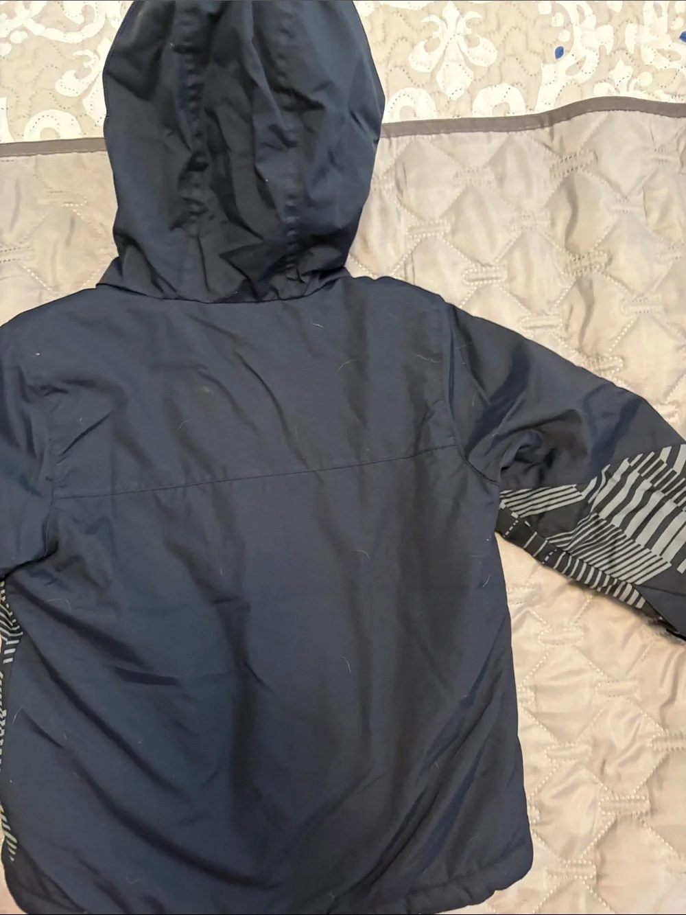 The Children's Place Navy Puffer Jacket with Bright Orange Lining